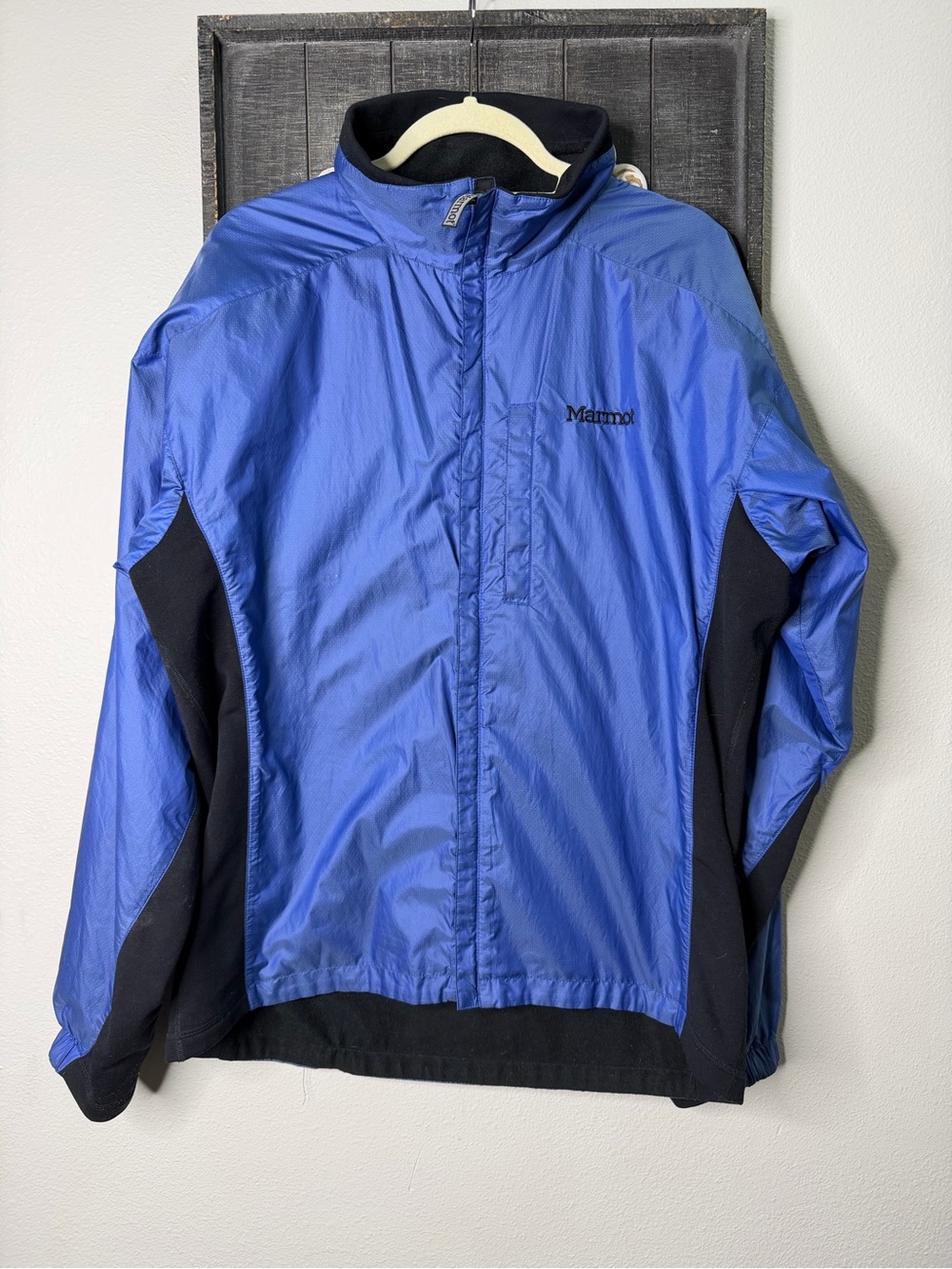 Marmot Vintage Women’s Fleece Lined Windbreaker Jacket Blue & Black size L